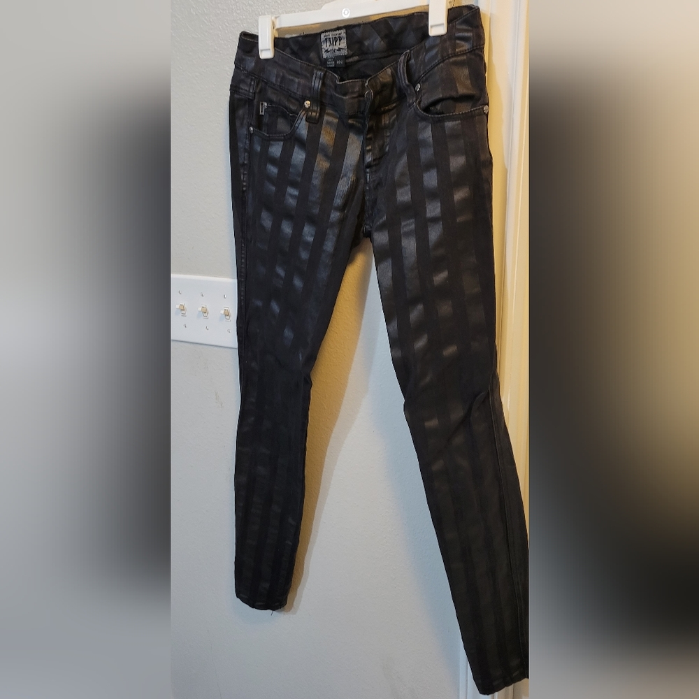 TRIPP NYC black and grey pinstripe skinny jeans